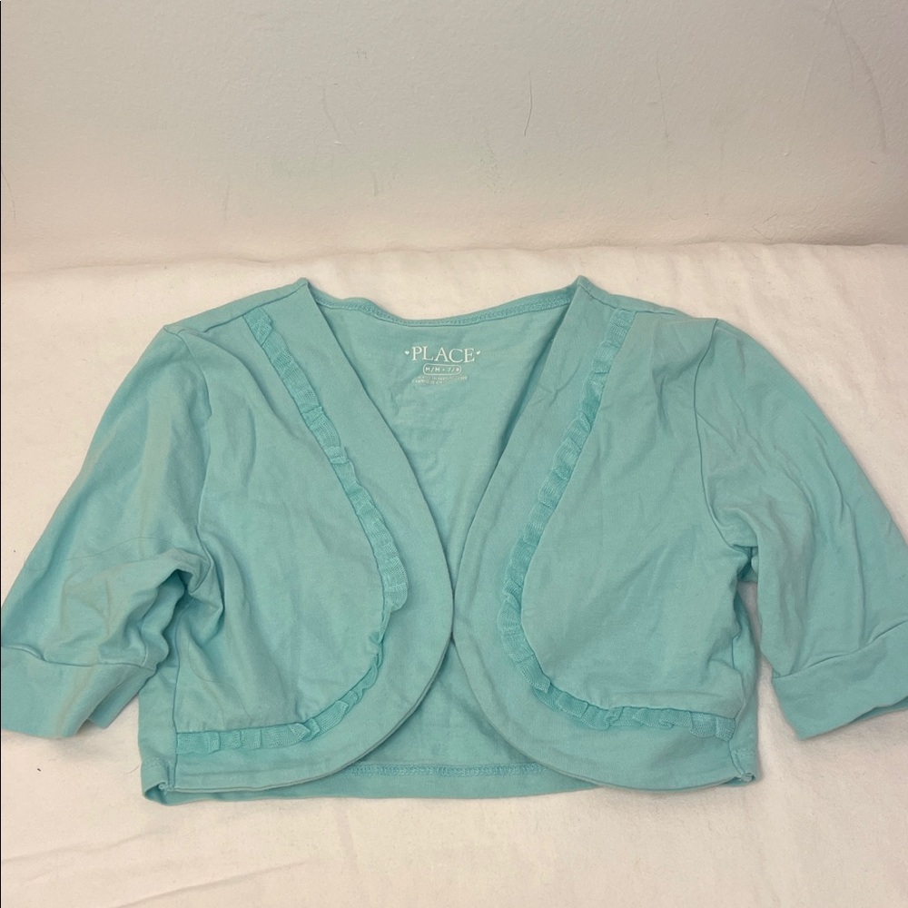 Place Ruffled Bolero Turquoise Size Medium 7/8